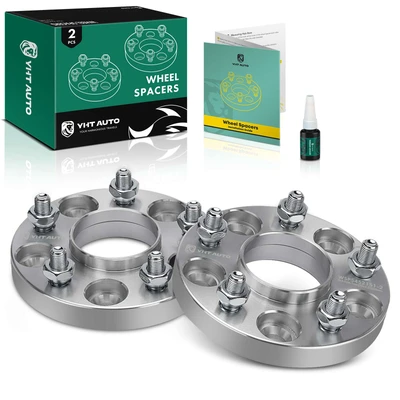 2 Pcs 0.79 inch Silver 5x4.5 to 5x4.5 inches Wheel Spacers M12x1.25 66.1mm