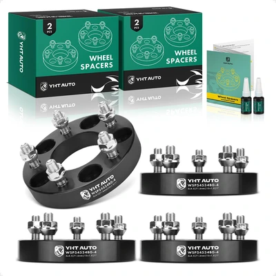 4 Pcs 1 inches Black 5x4.5 to 5x4.5 inches Wheel Spacers M12x1.5 71.6mm