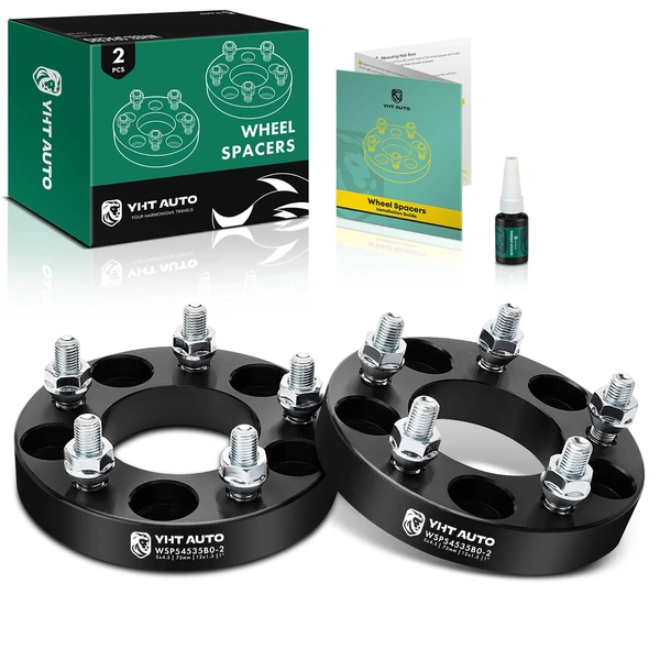 2 Pcs 1 inches Black 5x4.5 to 5x4.5 inches Wheel Spacers M12x1.5 73mm for 1995-2004 Honda Odyssey