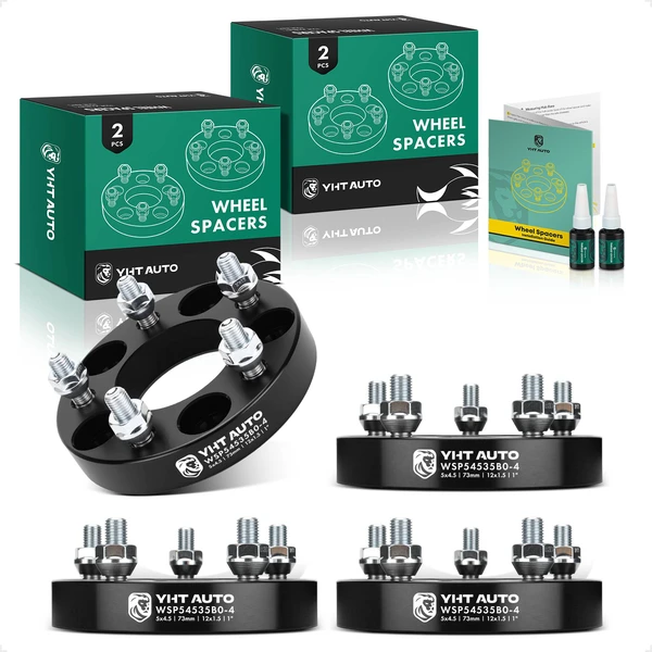 4 Pcs 1 inches Black 5x4.5 to 5x4.5 inches Wheel Spacers M12x1.5 73mm for 1999-2008 Toyota Solara