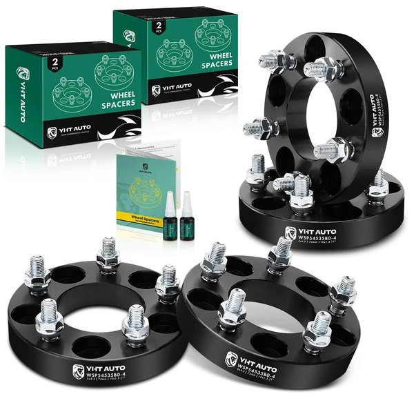 4 Pcs 1 inches Black 5x4.5 to 5x4.5 inches Wheel Spacers M12x1.5 73mm for 2003-2011 Honda Element