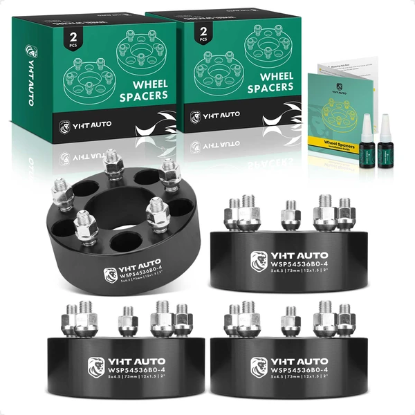 4 Pcs 2 inches Black 5x4.5 to 5x4.5 inches Wheel Spacers M12x1.5 73mm for 2000-2008 Honda S2000