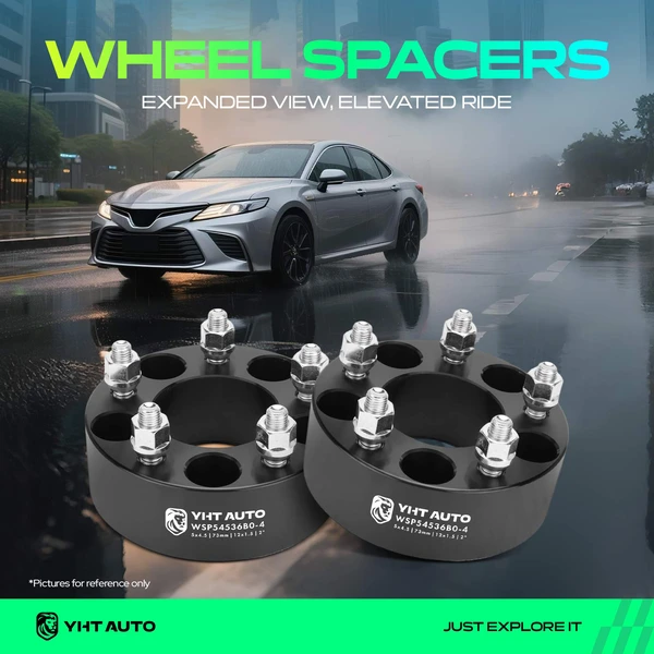 4 Pcs 2 inches Black 5x4.5 to 5x4.5 inches Wheel Spacers M12x1.5 73mm for 2000-2008 Honda S2000