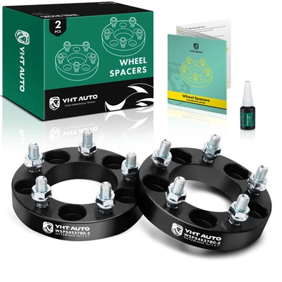 2 Pcs 1 inch Black 5x4.5 to 5x4.5 inches Wheel Spacers M12x1.5 82.5mm