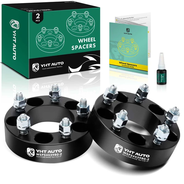 2 Pcs 1.5 inches Black 5x4.5 to 5x4.5 inches Wheel Spacers M12x1.5 82.5mm for 2003-2011 Mazda 6