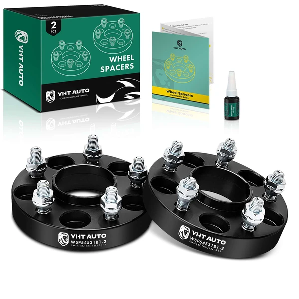 2 Pcs 1 inches Black 5x4.5 to 5x4.5 inches Wheel Spacers M12x1.5 67.1mm for 2007 Mercury Milan