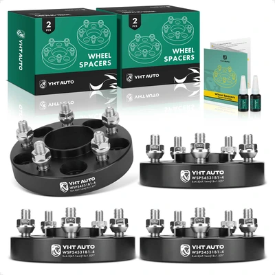 4 Pcs 1 inches Black 5x4.5 to 5x4.5 inches Wheel Spacers M12x1.5 67.1mm