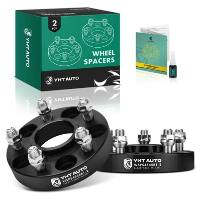 2 Pcs 1 inch Black 5x4.5 to 5x4.5 inches Wheel Spacers M14x1.5 71.5mm