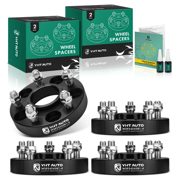 4 Pcs 1 inch Black 5x4.5 to 5x4.5 inches Wheel Spacers M14x1.5 71.5mm for Dodge Challenger