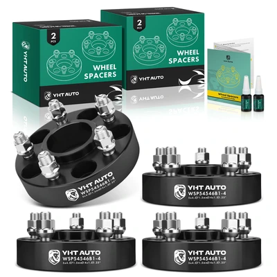 4 Pcs 1.25 inches Black 5x4.5 to 5x4.5 inches Wheel Spacers M14x1.5 71.5mm