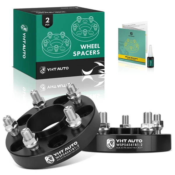 2 Pcs 1 inches Black 5x4.5 to 5x4.5 inches Wheel Spacers M14x1.5 70.5mm for 2020-2023 Lincoln Aviator