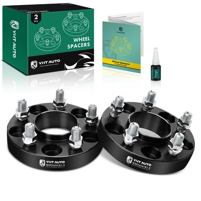2 Pcs 1 inches Black 5x4.5 to 5x4.5 inches Wheel Spacers M14x1.5 70.5mm