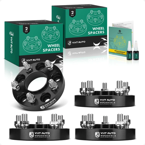 4 Pcs 1 inches Black 5x4.5 to 5x4.5 inches Wheel Spacers M14x1.5 70.5mm for 2020-2023 Lincoln Aviator