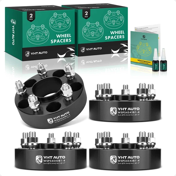 4 Pcs 1.5 inches Black 5x4.5 to 5x4.5 inches Wheel Spacers M14x1.5 70.5mm for 2020-2023 Lincoln Aviator