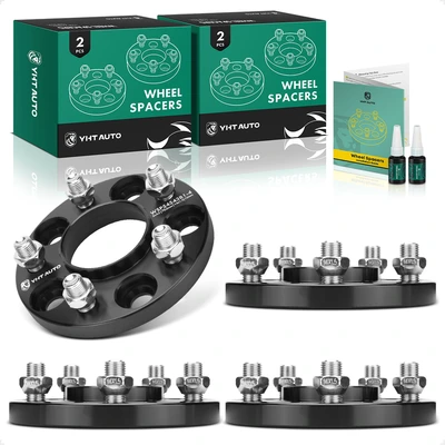 4 Pcs 0.59 inches Black 5x4.5 to 5x4.5 inches Wheel Spacers M14x1.5 70.5mm