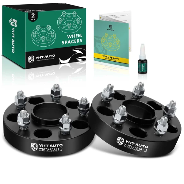 2 Pcs 1.25 inches Black 5x4.75 to 5x4.75 inches Wheel Spacers M12x1.5 66.9mm for 2016-2019 Cadillac ATS