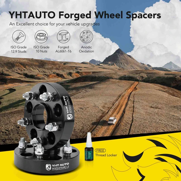 2 Pcs 1.25 inches Black 5x4.75 to 5x4.75 inches Wheel Spacers M12x1.5 66.9mm for 2016-2019 Cadillac ATS