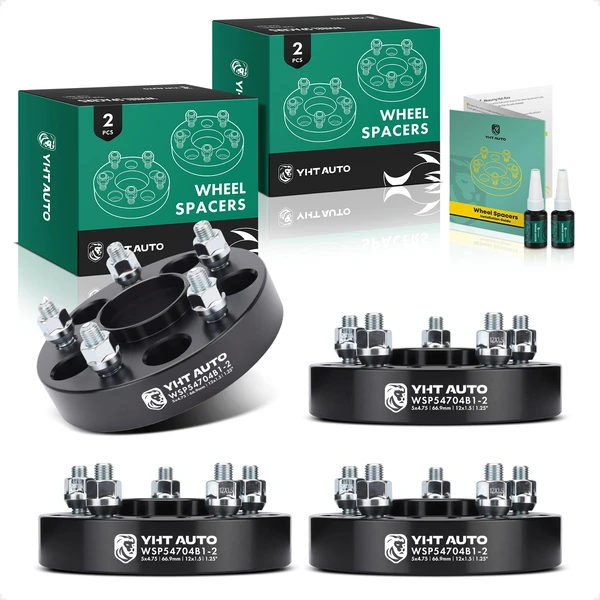 4 Pcs 1.25 inches Black 5x4.75 to 5x4.75 inches Wheel Spacers M12x1.5 66.9mm for 2013-2019 Cadillac XTS