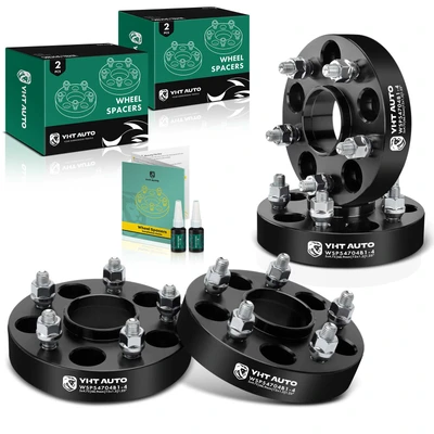 4 Pcs 1.25 inches Black 5x4.75 to 5x4.75 inches Wheel Spacers M12x1.5 66.9mm