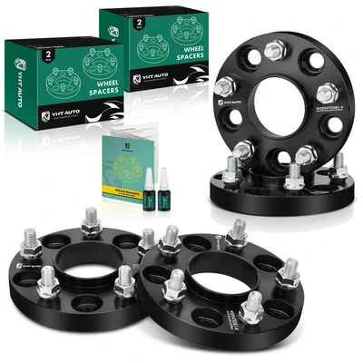 4 Pcs 0.79 inch Black 5x4.75 to 5x4.75 inches Wheel Spacers M12x1.5 70.3mm