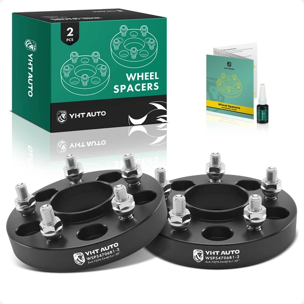 2 Pcs 1 inch Black 5x4.75 to 5x4.75 inches Wheel Spacers M12x1.5 70.5mm for Chevy GMC