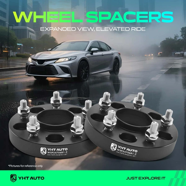 2 Pcs 1 inch Black 5x4.75 to 5x4.75 inches Wheel Spacers M12x1.5 70.5mm for Chevy GMC