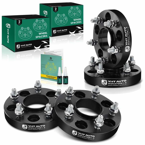 4 Pcs 1 inch Black 5x4.75 to 5x4.75 inches Wheel Spacers M12x1.5 70.5mm for 1982-2004 Chevrolet S10