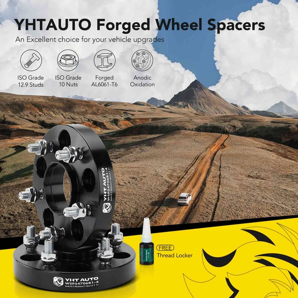 4 Pcs 1 inch Black 5x4.75 to 5x4.75 inches Wheel Spacers M12x1.5 70.5mm for 1982-2004 Chevrolet S10