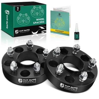 2 Pcs 1.25 inches Black 5x4.75 to 5x4.75 inches Wheel Spacers M12x1.5 70.5mm