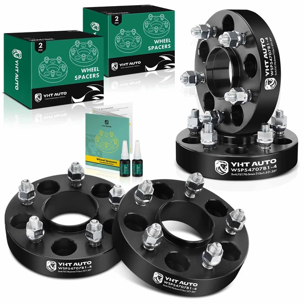 4 Pcs 1.25 inches Black 5x4.75 to 5x4.75 inches Wheel Spacers M12x1.5 70.5mm for 1984-2019 Chevrolet Corvette