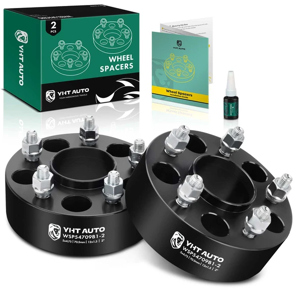 2 Pcs 2 inches Black 5x4.75 to 5x4.75 inches Wheel Spacers M12x1.5 70.5mm for Chevy Camaro