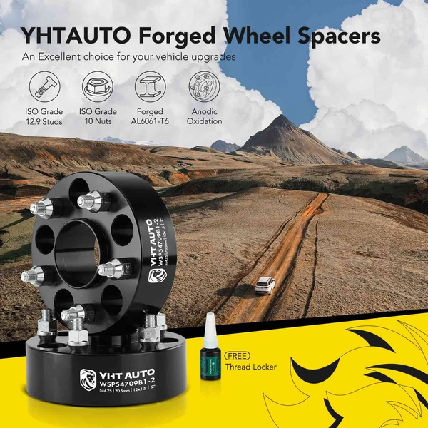 2 Pcs 2 inches Black 5x4.75 to 5x4.75 inches Wheel Spacers M12x1.5 70.5mm for Chevy Camaro