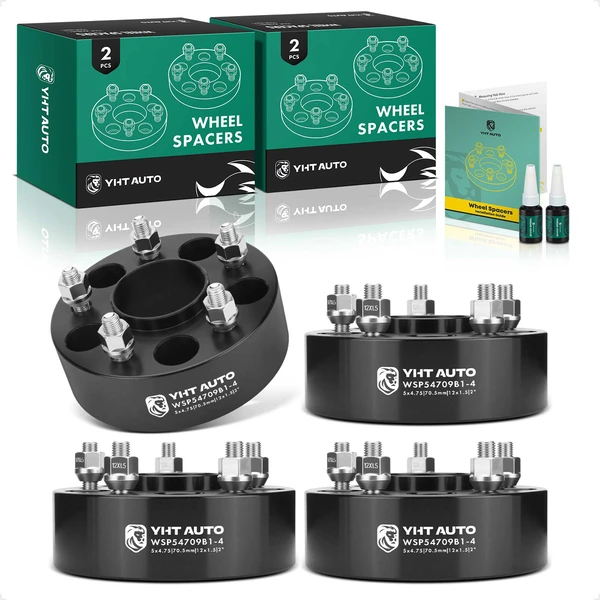 4 Pcs 2 inches Black 5x4.75 to 5x4.75 inches Wheel Spacers M12x1.5 70.5mm for 1991-2004 GMC Sonoma