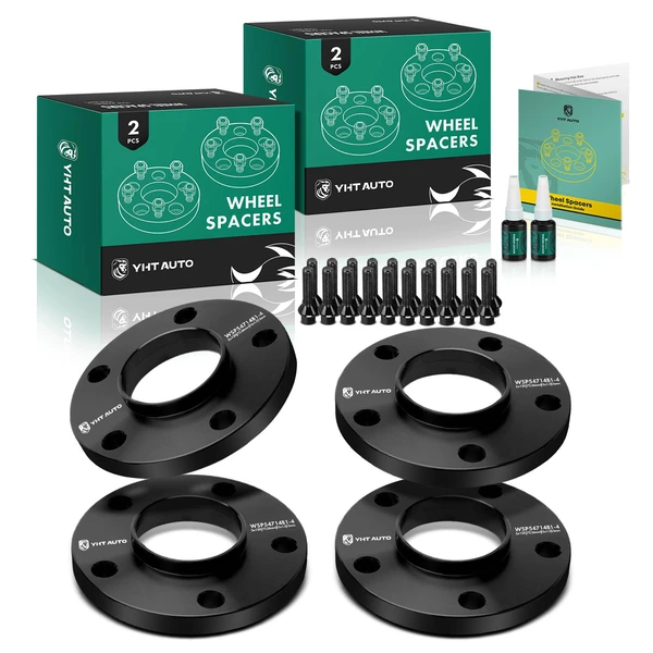 4 Pcs 0.59 inches Black 5x4.72 to 5x4.72 inches Wheel Spacers M12x1.5 72.56mm for 1993 BMW 525iT
