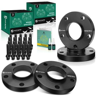 4 Pcs 0.79 inch Black 5x4.72 to 5x4.72 inches Wheel Spacers M12x1.5 72.56mm