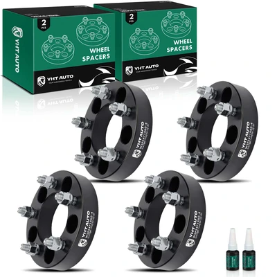 4 Pcs 1.25 inches Black 5x4.75 to 5x4.75 inches Wheel Spacers M12x1.5 87.1mm