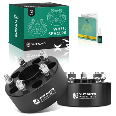 2 Pcs 2.5 inches Black 5x4.75 to 5x4.75 inches Wheel Spacers M12x1.5 70.5mm