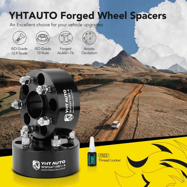 4 Pcs 2.5 inches Black 5x4.75 to 5x4.75 inches Wheel Spacers M12x1.5 70.5mm for 1982-1990 GMC S15