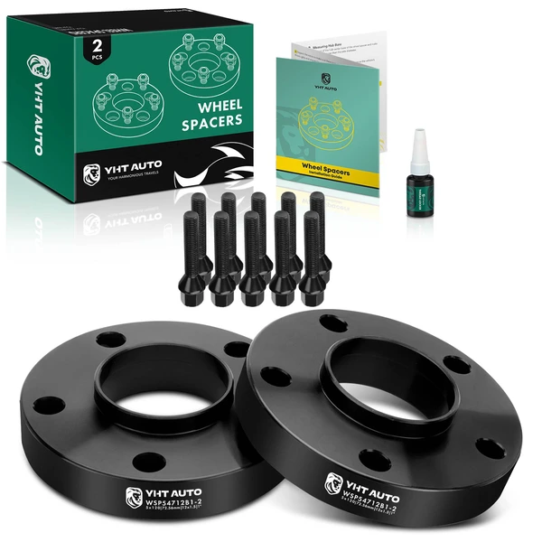 2 Pcs 1 inch Black 5x4.72 to 5x4.72 inches Wheel Spacers M12x1.5 72.56mm for 1991 BMW 735iL