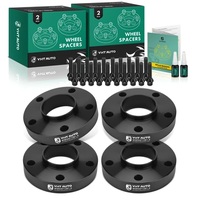 4 Pcs 1 inch Black 5x4.72 to 5x4.72 inches Wheel Spacers M12x1.5 72.56mm