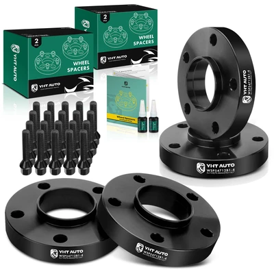 4 Pcs 1 inch Black 5x4.72 to 5x4.72 inches Wheel Spacers M12x1.5 72.56mm