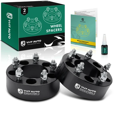 2 Pcs 2 inches Black 5x4.75 to 5x4.75 inches Wheel Spacers M12x1.5 87.1mm