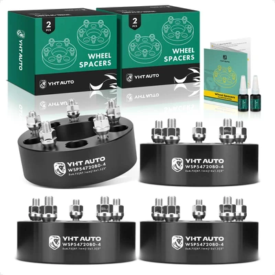 4 Pcs 2 inches Black 5x4.75 to 5x4.75 inches Wheel Spacers M12x1.5 87.1mm