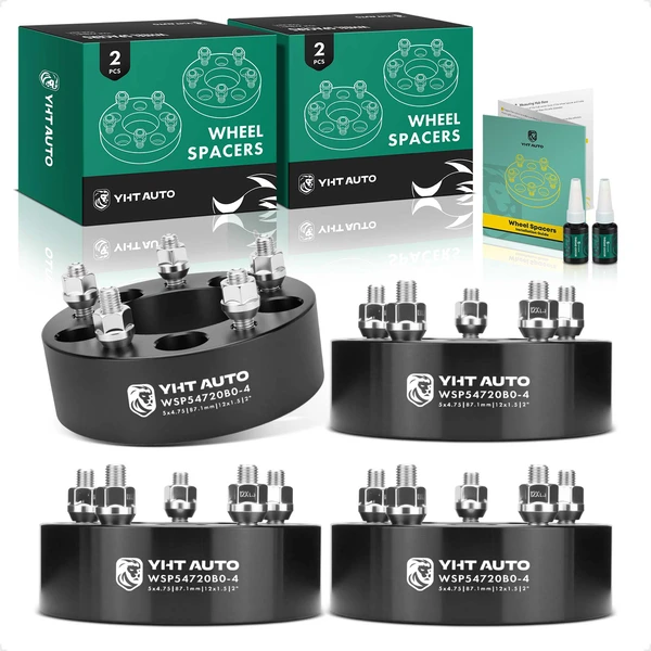 4 Pcs 2 inches Black 5x4.75 to 5x4.75 inches Wheel Spacers M12x1.5 87.1mm for Cadillac Chevrolet