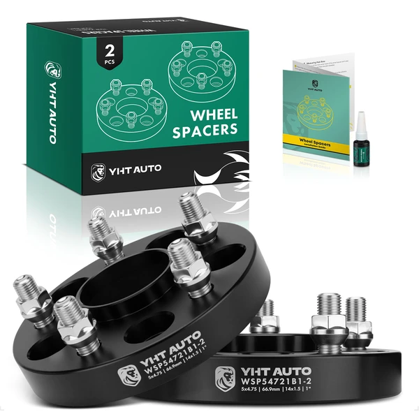 2 Pcs 1 inches Black 5x4.75 to 5x4.75 inches Wheel Spacers M14x1.5 66.9mm for 2008-2019 Cadillac CTS