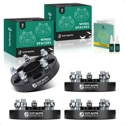 4 Pcs 1 inch Black 5x4.75 to 5x4.75 inches Wheel Spacers M14x1.5 66.9mm