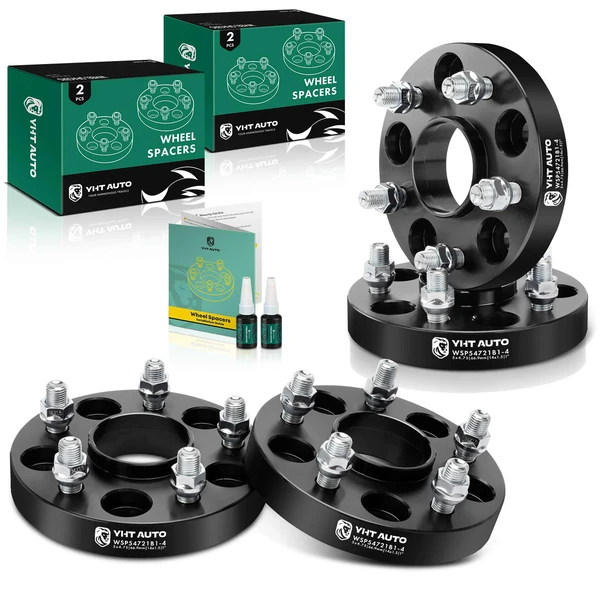 4 Pcs 1 inch Black 5x4.75 to 5x4.75 inches Wheel Spacers M14x1.5 66.9mm for 2016 Chevrolet Malibu