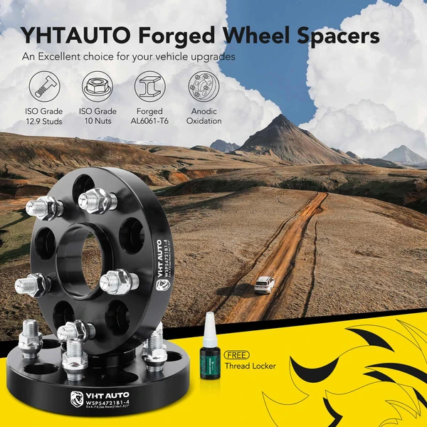 4 Pcs 1 inch Black 5x4.75 to 5x4.75 inches Wheel Spacers M14x1.5 66.9mm for 2016 Chevrolet Malibu