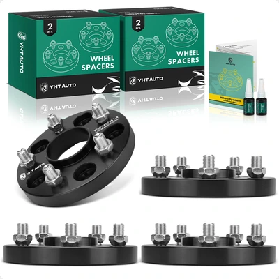 4 Pcs 0.79 inch Black 5x4.72 to 5x4.72 inches Wheel Spacers M14x1.5 66.9mm