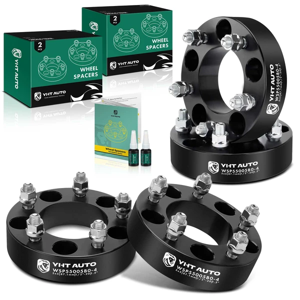 4 Pcs 1.5 inches Black 5x5 to 5x5 inches Wheel Spacers M20x0.5 87.1mm for 1985-2002 GMC Safari